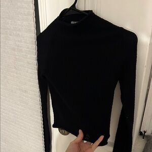 Wild Fable Black Long Sleeve Mock Neck Crop Top